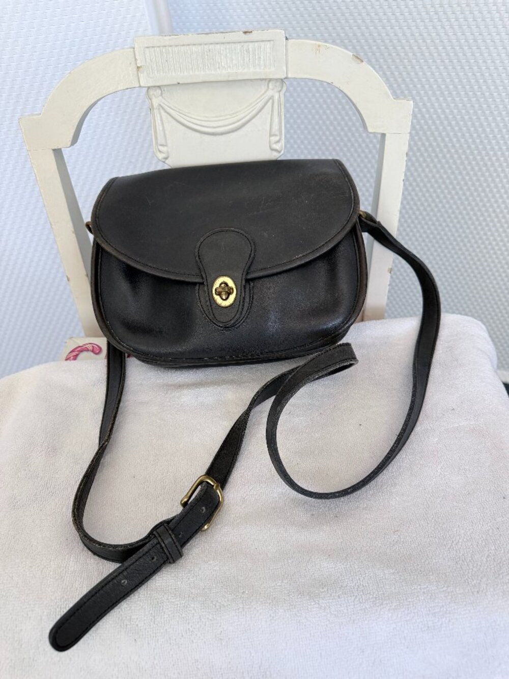 VINTAGE BLACK LEATHER COACH PRAIRIE BAG